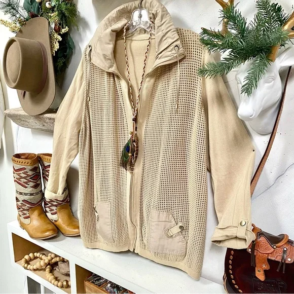 Safari MESH boho cardigan/cover up w botanical vacay vibe - Picture 3 of 12